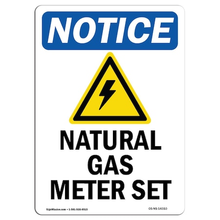 Signmission OSHA Notice Sign, 5" Height, Natural Gas Meter Set Sign With Symbol, Portrait, 10PK OS-NS-D-35-V-14310-10PK